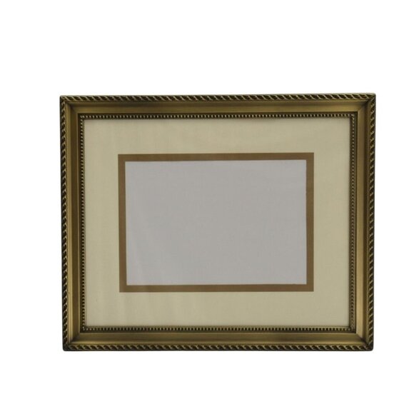 Burnes of Boston Gold Tone Picture Frame 8x10 Mat Beaded Rope Edge Vintage Style - Picture 2 of 6